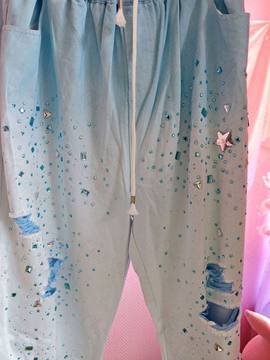 Damen Hose Blau Glitzer Länge 101 – bis Gr. 46 – Damenmode Live Shopping